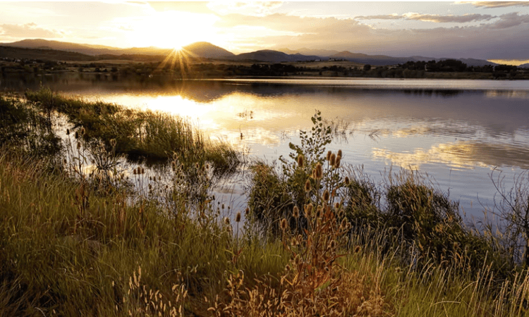 lake with mountains